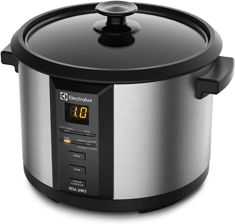 Panela Elétrica Electrolux ECC20 | 1,8L (10 xícaras) | 4 funções + Timer | Antiaderente, Inox, 127v – por Rita Lobo