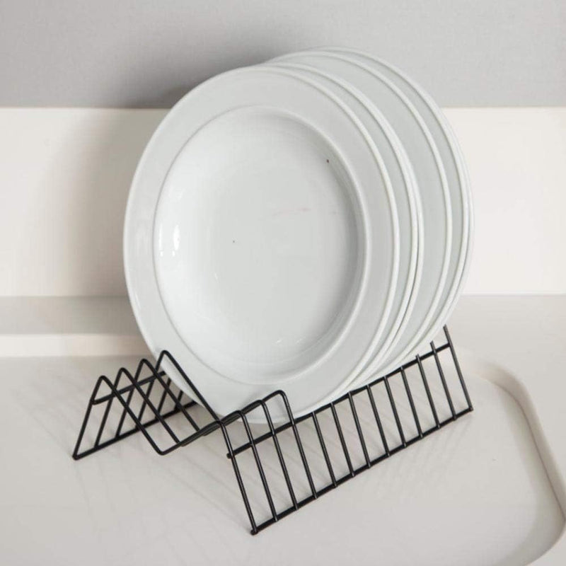 Kit Organizador de Cozinha 7 Peças – Prateleiras, Porta-Pratos, Xícaras e Cestos Aramados Preto