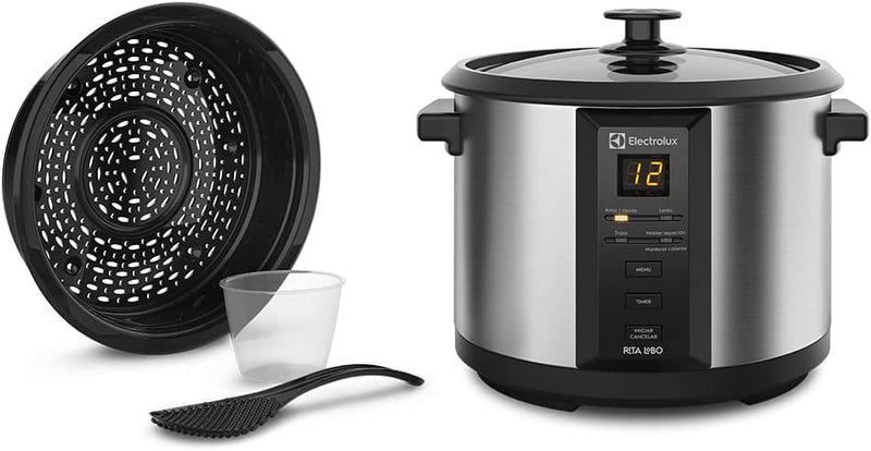 Panela Elétrica Electrolux ECC20 | 1,8L (10 xícaras) | 4 funções + Timer | Antiaderente, Inox, 127v – por Rita Lobo