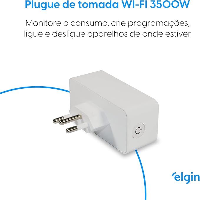 Plugue de Tomada Inteligente Elgin 10A Bivolt – Compatível com Alexa e Google Home