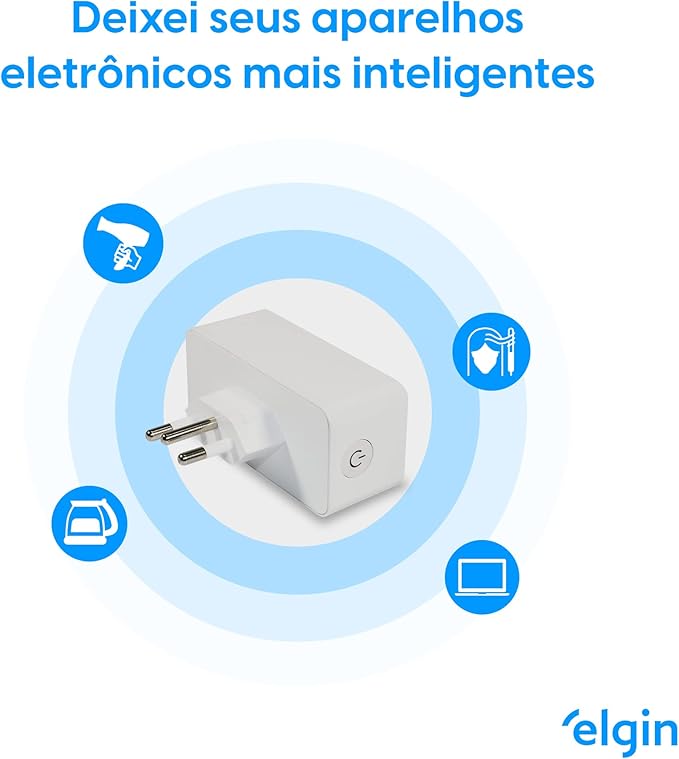 Plugue de Tomada Inteligente Elgin 10A Bivolt – Compatível com Alexa e Google Home