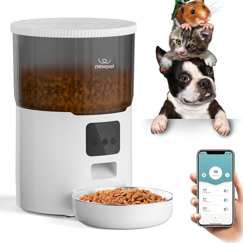 Alimentador Automático Wi-Fi 4L para Gatos e Cães – App + Sensor de Ração + Gravador de Voz