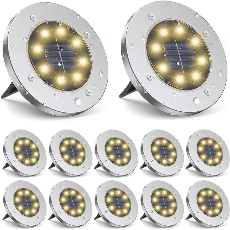 Kit 12 Luzes Solares de Jardim LED – À Prova d’Água para Caminho, Quintal e Paisagismo